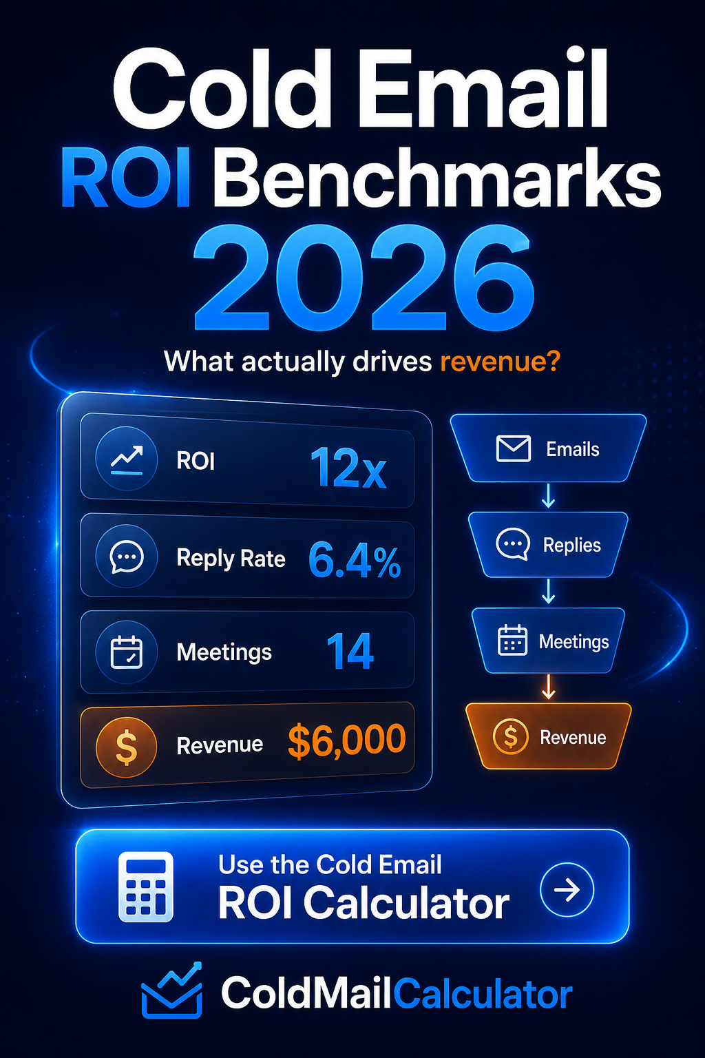 Cold email ROI benchmarks 2026 Pinterest promo image