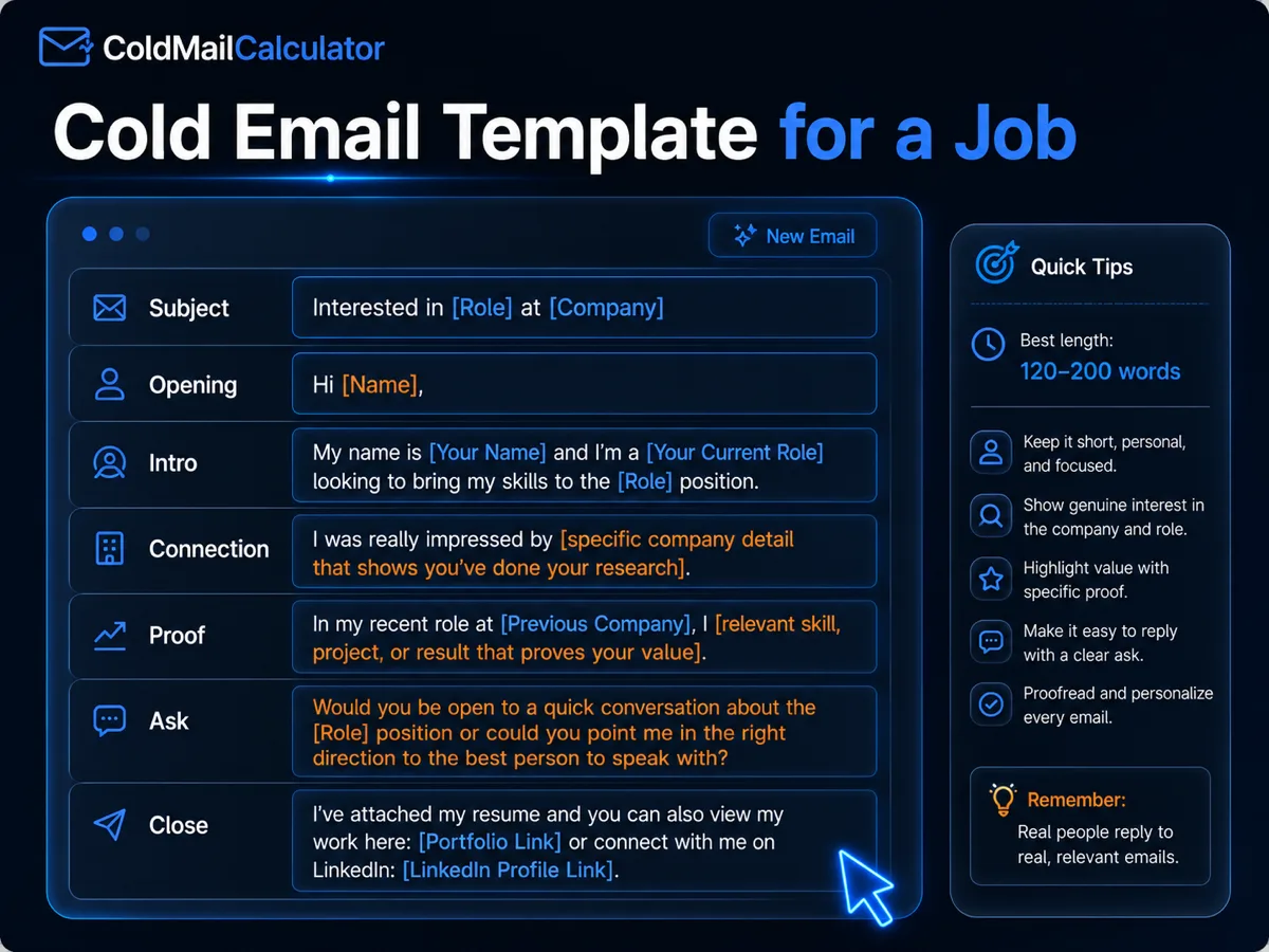 Follow-up workflow for job cold emails showing when to send a polite follow-up after the first email